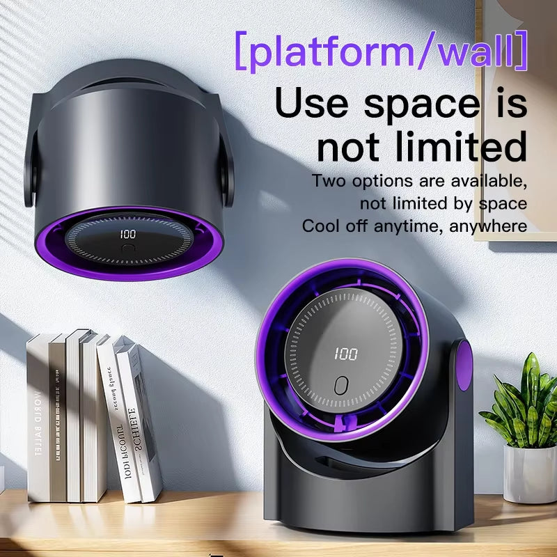 Xiaomi  100 Level Bladeless Fan Portable Small Usb Charge Silent Desktop Digital Display High-Speed Circulating Cooling Fan